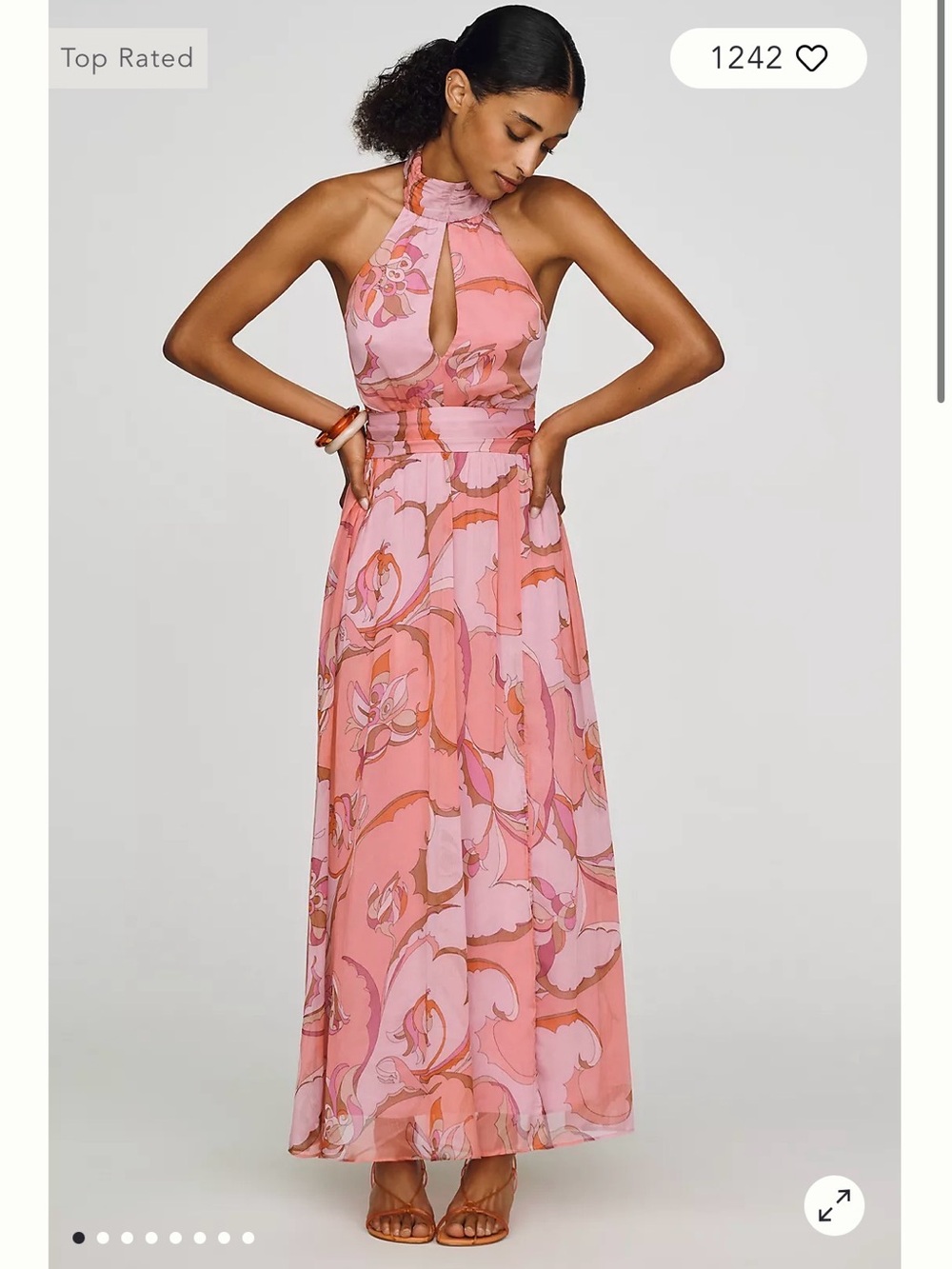 NWT Anthropologie MAEVE CUTOUT HALTER MAXI DRESS pink pattern